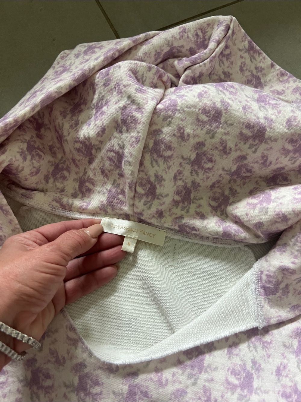 Love Shack Fancy Light Purple Floral Hooded Sweatshirt - Picture 3 of 3